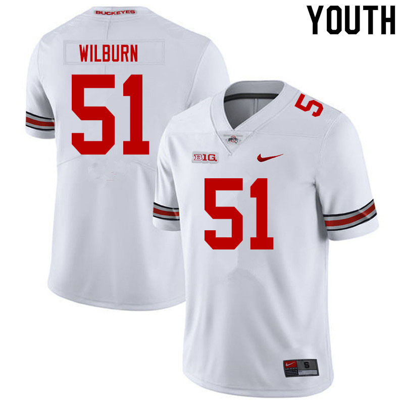 Ohio State Buckeyes Trayvon Wilburn Youth #51 White Authentic Stitched College Football Jersey